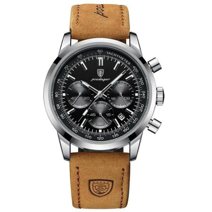Bloke's Stainless Steel Watch with Snazzy Leather Strap | Orion